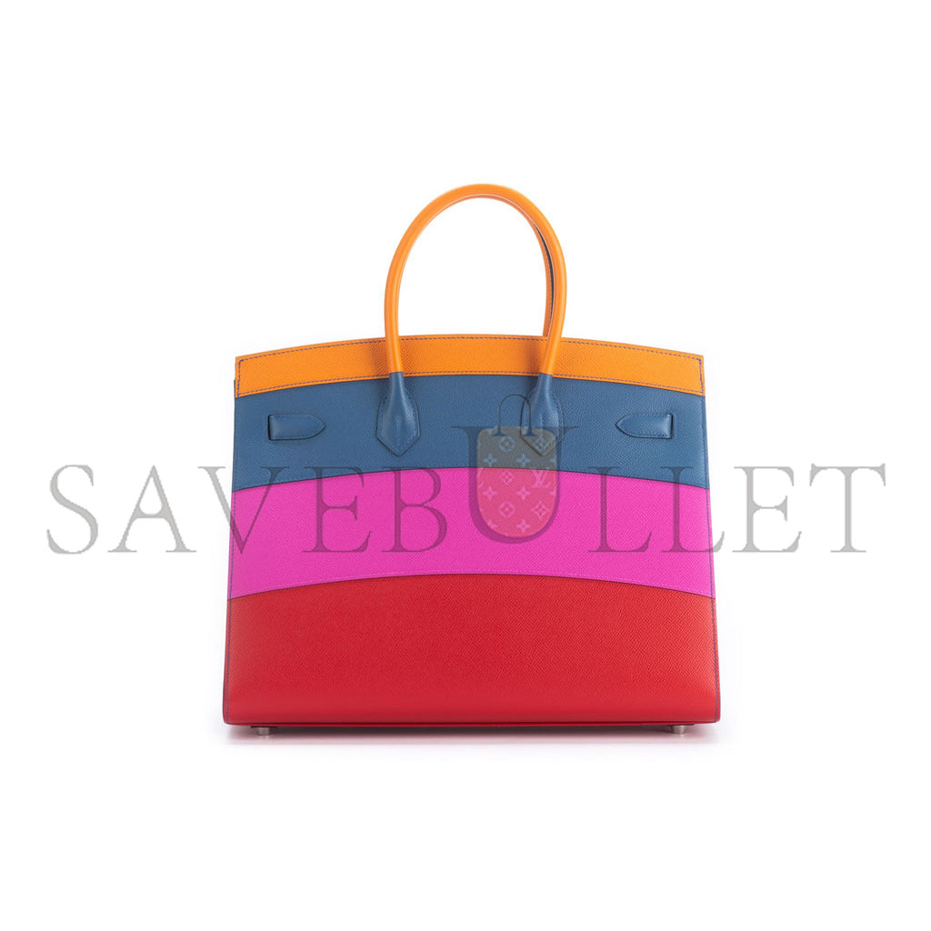 HERMES BIRKIN 35 EPSOM LEATHER RAINBOW BAG SILVER BUCKLE H028326CK02 (35*28*18cm)